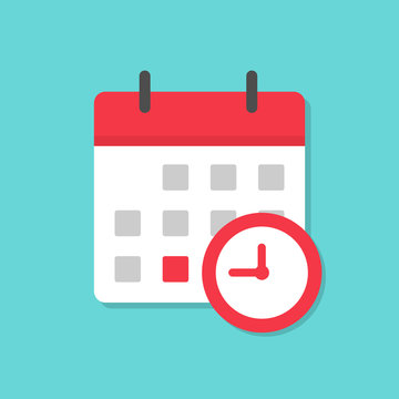 Calendar icon with clock icon