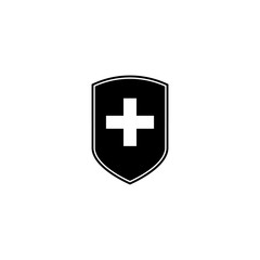 Medical shield icon on white background