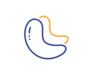 Tasty nuts sign. Cashew nut line icon. Vegan food symbol. Colorful outline concept. Blue and orange thin line cashew nut icon. Vector