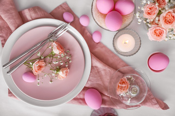 Beautiful table setting for Easter celebration