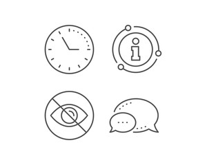 Fototapeta premium No eye line icon. Chat bubble, info sign elements. Not looking sign. Optometry vision care symbol. Linear not looking outline icon. Information bubble. Vector