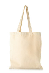 Stylish eco bag on white background