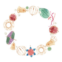 クリスマスオーナメント フレーム 水彩 イラスト