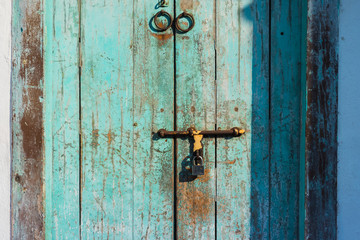 old wooden door with lock