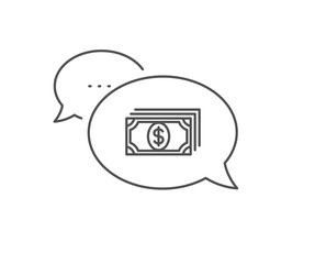Fototapeta premium Payment line icon. Chat bubble design. Dollar exchange sign. Finance symbol. Outline concept. Thin line payment icon. Vector