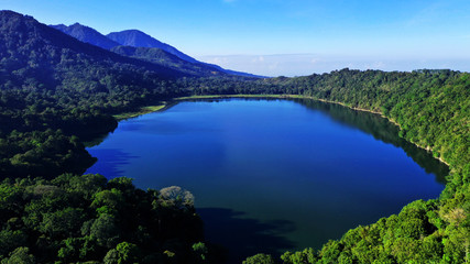 Beautiful view of Lake Tamblingan, in the mountanous area, North Bali.