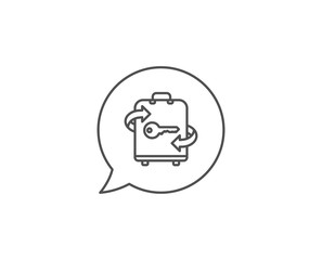 Luggage room line icon. Chat bubble design. Baggage Locker sign. Travel service symbol. Outline concept. Thin line luggage icon. Vector