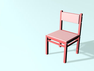 3d illustration. Simple chair on a light background.