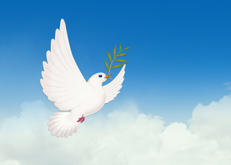 Fototapeta premium illustration of dove with olive in flight