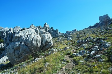 Fototapeta na wymiar Croatia-view of the rocky city of Tulove Grede in the Velebit National Park