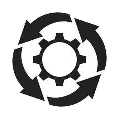 Workflow business concept illustration. Abstract gear and arrows icon.