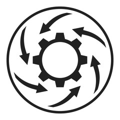 Workflow business concept illustration. Abstract gear and arrows icon.