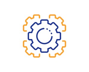 Settings cogwheel sign. Seo gears line icon. Traffic management symbol. Colorful outline concept. Blue and orange thin line seo gear icon. Vector