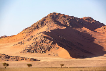 Beautiful red rock-sand dune, Namib desert, Namibia