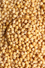 Bowl on many raw chickpea