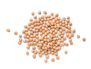 Raw chickpea on white background