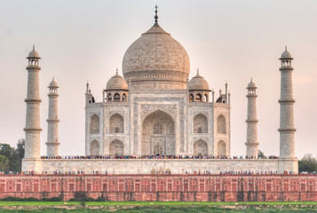 Sunset Views of the Taj Mahal as seen from Mehtab Bagh in Agra, India