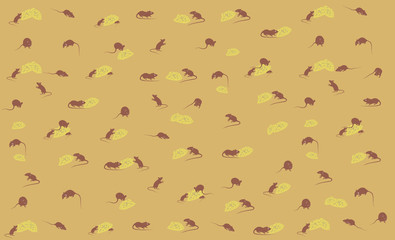mouse and cheese pattern, new year 2020 background