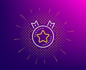 Ranking star line icon. Halftone pattern. Winner medal sign. Best rank symbol. Gradient background. Ranking star line icon. Yellow halftone pattern. Vector