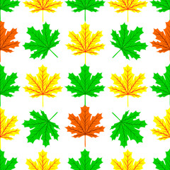 Beautiful Hand drawn Maple leaves mix with modern line in maple shape and autumn leaves element seamless pattern vector layer for fashion,fabric,and all prints on dark green