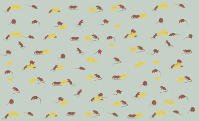 mouse and cheese pattern, new year 2020 background