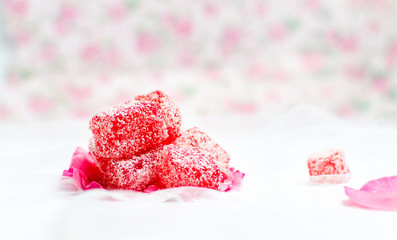 Turkish delight made of rose with coconut