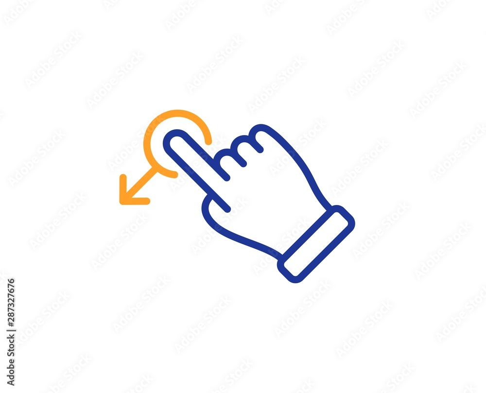 Poster slide arrow sign. drag drop gesture line icon. swipe action symbol. colorful outline concept. blue a