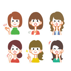 女性　アイコンセット　明るい表情