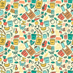 Garbage recycling flat vector seamless pattern. Vector illustration