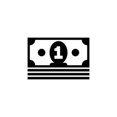 One Dollar Bank Note, Money, Currency Flat Vector Icon
