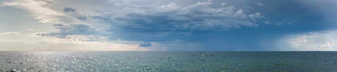Panorama of Rain Shower over the Baltic Sea