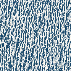 Stylish vector seamless pattern with small chaotic blue figures on white backdrop. Seamless abstract pattern. Grunge abstract wallpaper. Broken figures pattern.