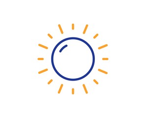 Summer sun sign. Sunny weather forecast line icon. Colorful outline concept. Blue and orange thin line sunny weather icon. Vector
