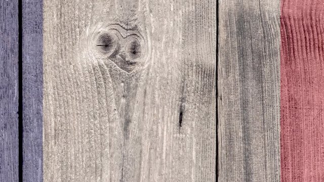 France Politics News Concept: French Flag Wooden Fence, Zoom Out