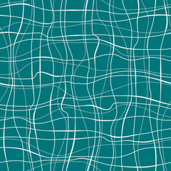 Abstract pattern with lines similar to gauze. Background with curved lines. Ornament in turquoise and white colors.