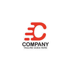 Abstract motion C letter logo design template
