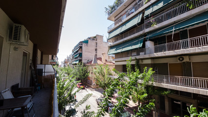 Fototapeta na wymiar View from residential flat in Metaxourgeio, Athens