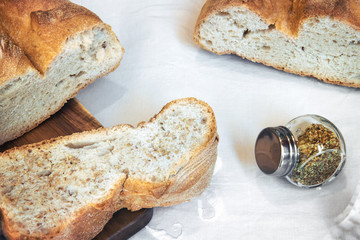 bread with oregano, slices of white bread with spices