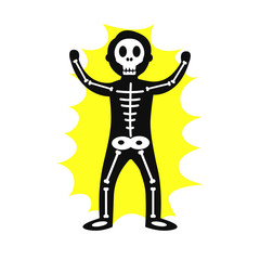 Skeleton get shock. Electric shock. Human with a skeleton
