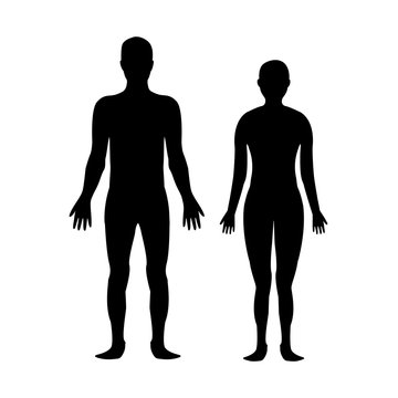 Male and female body silhouette template. Body silhouettes icon for medicine.