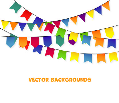 Party Background with bunting and garlands. Vector Illustration.