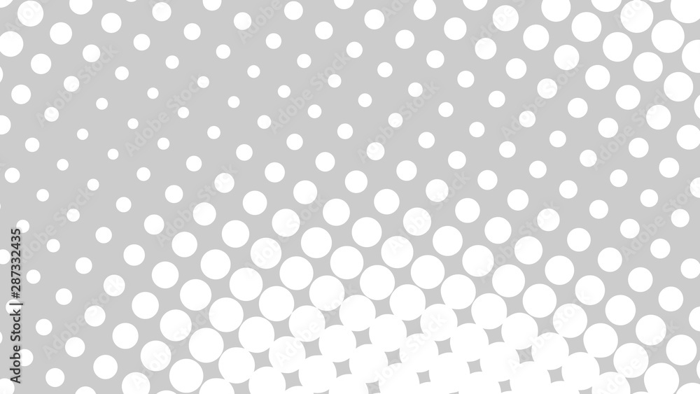 Sticker Grey and white retro pop art background with halftone dots