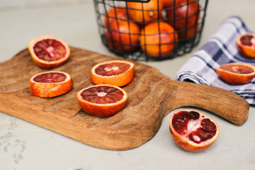 Red oranges on the table