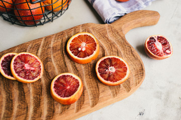 Red oranges on the table
