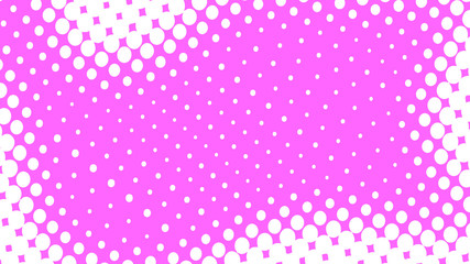 Magenta and white pop art background in retro comic style with halftone dots, vector illustration of backdrop with isolated dots © Sorokin
