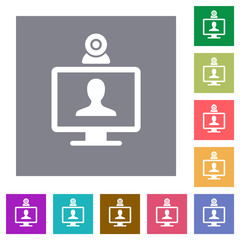 Video conference square flat icons