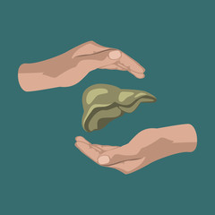 flat icon on theme world hepatitis day . liver in hands