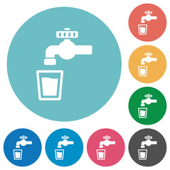 Drinking water flat round icons