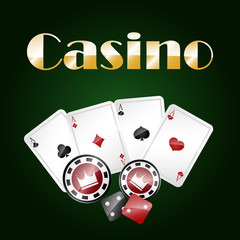 Illustration of casino related objects. Gambling games.