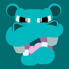 flat icon on theme evil animal hippo